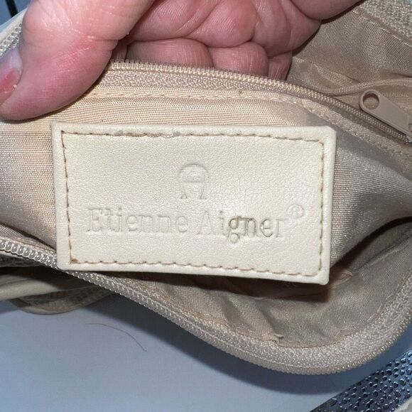 Etienne Aigner Vintage Cream Basket Weave Straw Handbag Neutral Purse - Picture 9 of 12